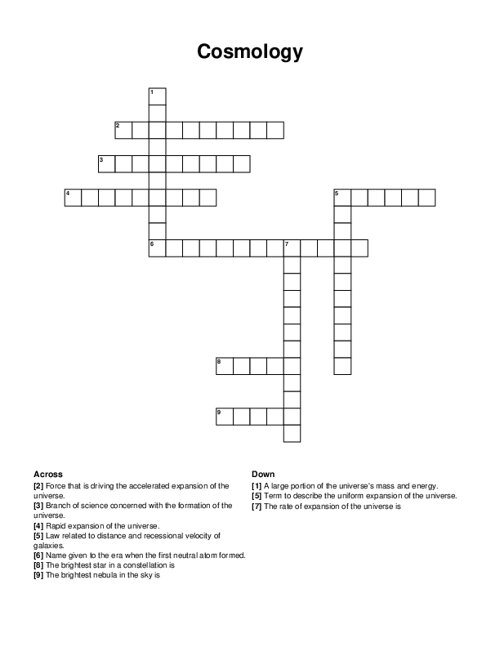 Cosmology Crossword Puzzle
