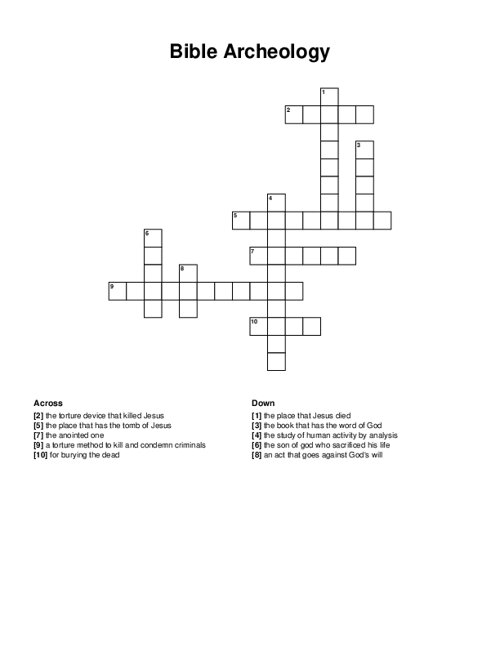 Bible Archeology Crossword Puzzle