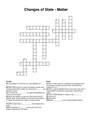 Changes of State - Matter crossword puzzle