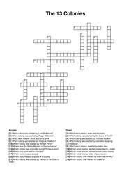 The 13 Colonies crossword puzzle