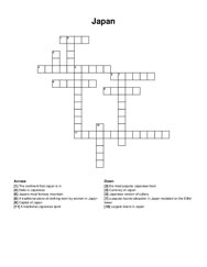 Japan crossword puzzle