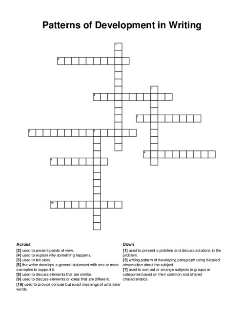Patterns of Development in Writing Crossword Puzzle
