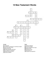 15 New Testament Words crossword puzzle