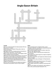 Anglo-Saxon Britain crossword puzzle