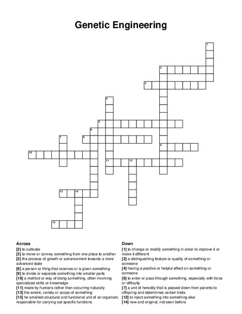 Genetic Engineering Crossword Puzzle
