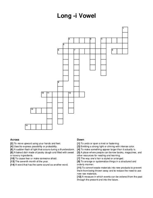 Long -i Vowel Crossword Puzzle