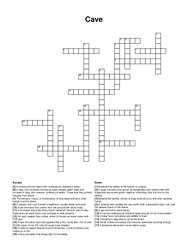 Cave crossword puzzle