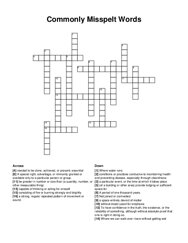 Commonly Misspelt Words crossword puzzle