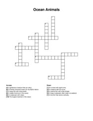 Ocean Animals crossword puzzle