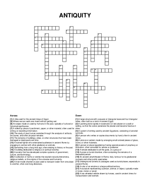 ANTIQUITY Crossword Puzzle