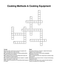 Cooking Methods & Cooking Equipment crossword puzzle
