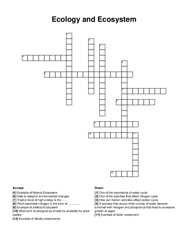 Ecology and Ecosystem crossword puzzle