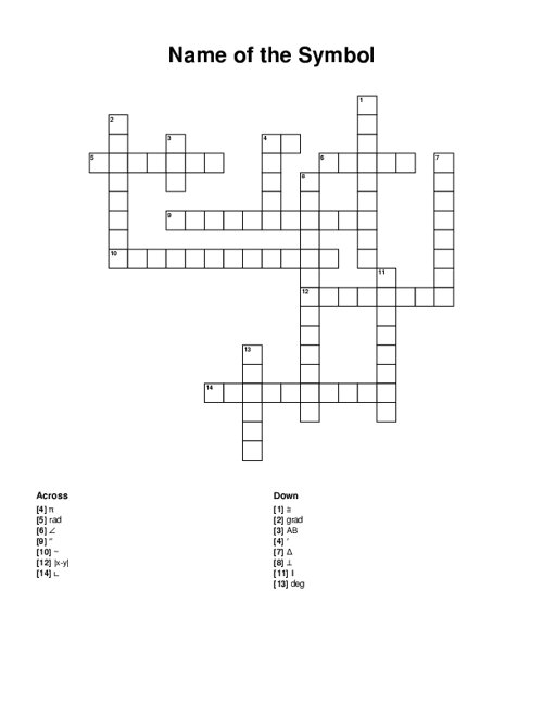 Name of the Symbol Crossword Puzzle