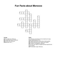 Fun Facts about Morocco crossword puzzle