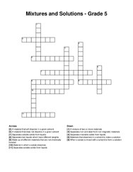Mixtures and Solutions - Grade 5 crossword puzzle