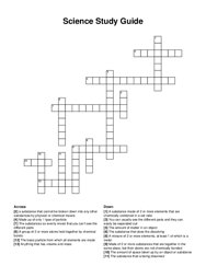 Science Study Guide crossword puzzle