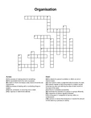 Organisation crossword puzzle