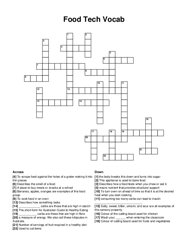 Food Tech Vocab crossword puzzle