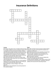 Insurance Definitions crossword puzzle