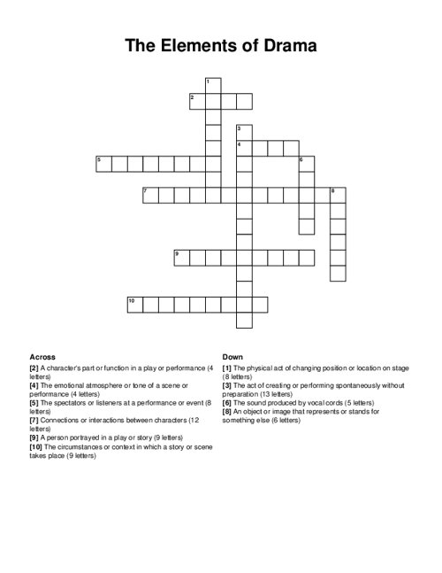 The Elements of Drama Crossword Puzzle