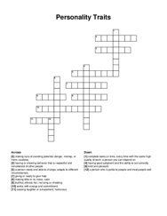 Personality Traits crossword puzzle