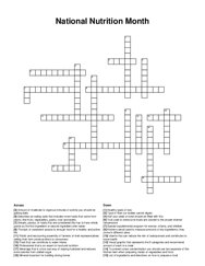 National Nutrition Month crossword puzzle