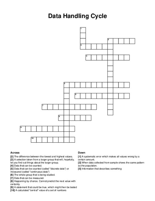 Data Handling Cycle Crossword Puzzle