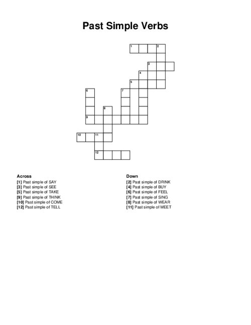 Past Simple Verbs Crossword Puzzle