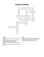 Korean Cooking crossword puzzle