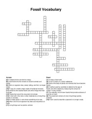Fossil Vocabulary crossword puzzle