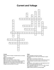 Current and Voltage crossword puzzle