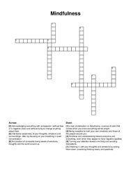 Mindfulness crossword puzzle