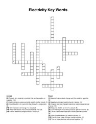 Electricity Key Words crossword puzzle