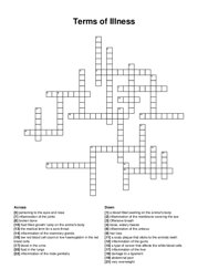 Terms of Illness crossword puzzle