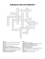Substance Use and Addiction crossword puzzle