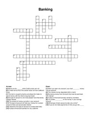 Banking crossword puzzle