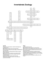 Invertebrate Zoology crossword puzzle