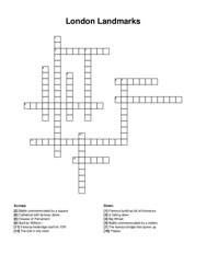 London Landmarks crossword puzzle