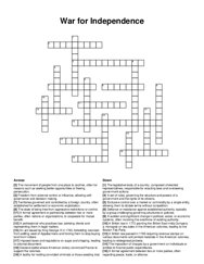 War for Independence crossword puzzle
