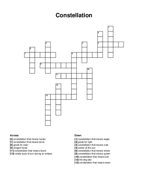 Constellation Crossword Puzzle