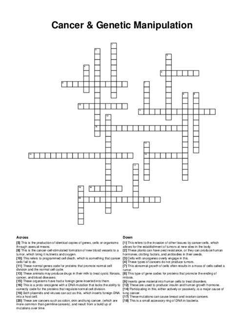 Cancer & Genetic Manipulation Crossword Puzzle