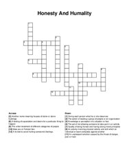 Honesty And Humality crossword puzzle