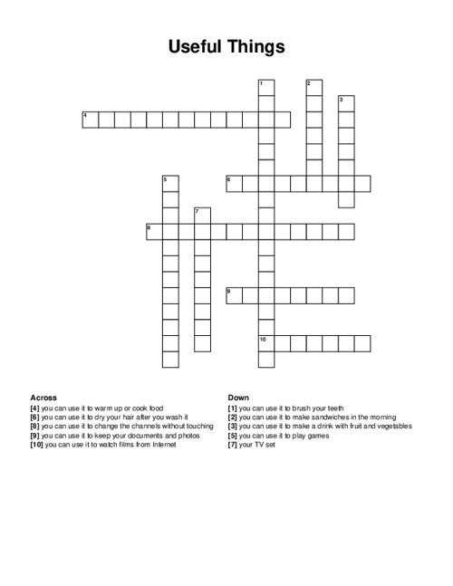 Useful Things Crossword Puzzle