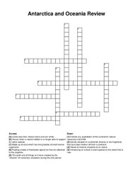 Antarctica and Oceania Review crossword puzzle