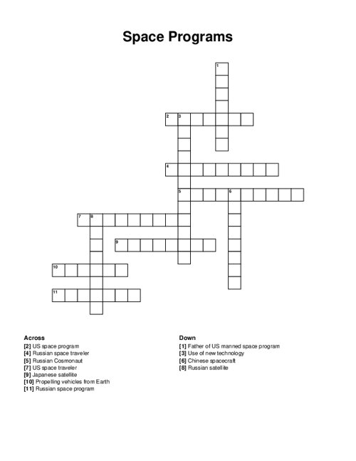 Space Programs Crossword Puzzle