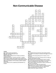 Non-Communicable Disease crossword puzzle