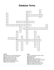 Database Terms crossword puzzle