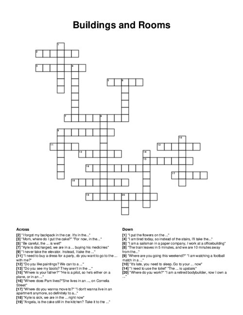 Buildings and Rooms Crossword Puzzle