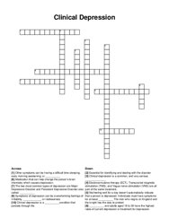 Clinical Depression crossword puzzle