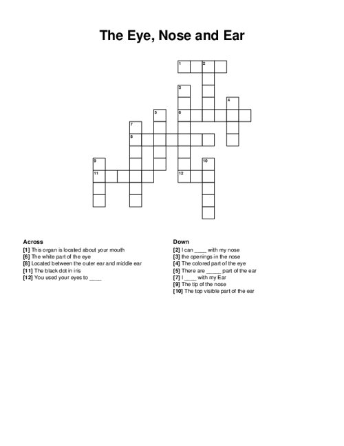 The Eye, Nose and Ear Crossword Puzzle